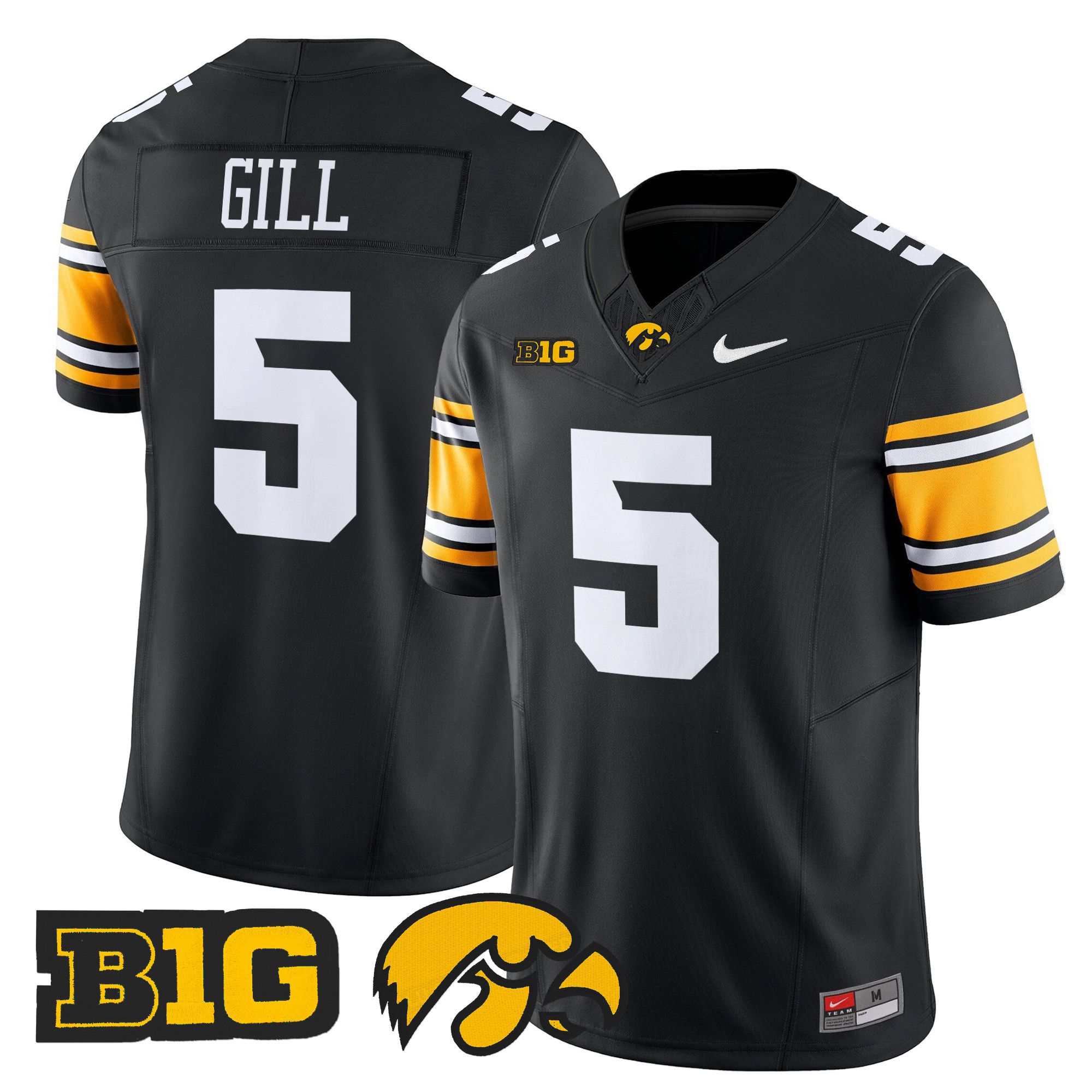 Men Iowa Hawkeyes #5 Gill Black Nike 2024 Vapor Limited NCAA Jersey style 1